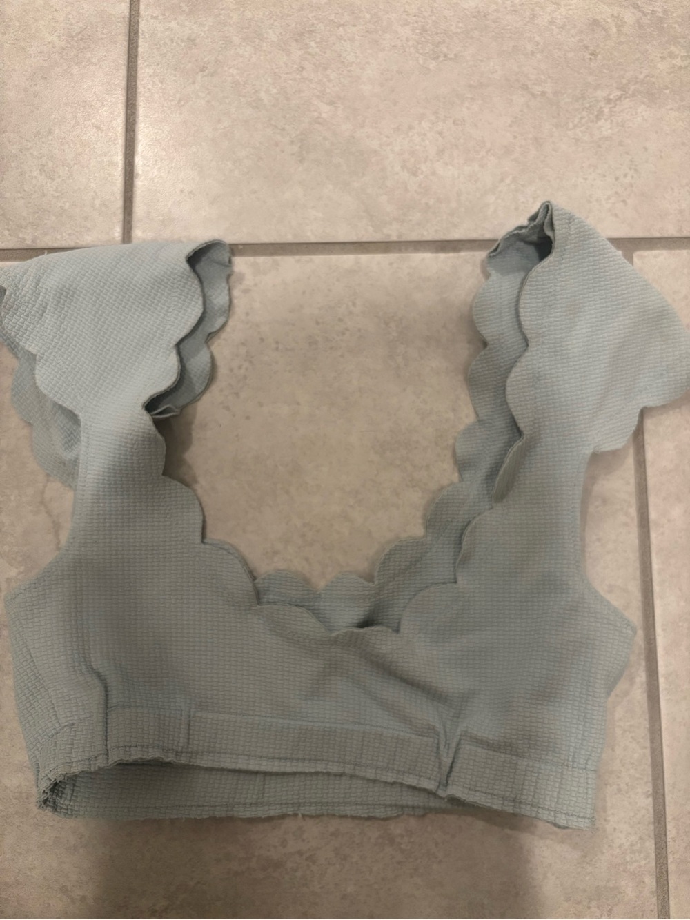 Marysia Swim Pale Blue Scalloped Crop Top size Medium